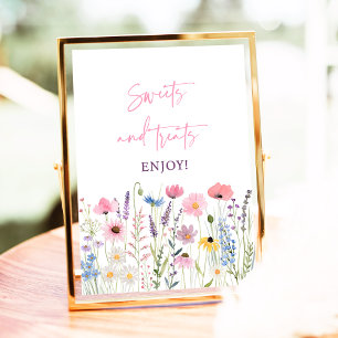 Poster Panneau de Baby shower Fleur sauvage Rose Sweet Tr