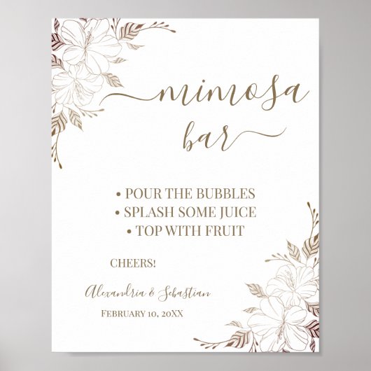 Poster Panneau de Baby Shower Floral Lines Mimosa Bar (Devant)