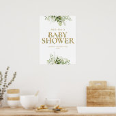 Poster Panneau de Baby Shower Lettre de Verdure Dorée (Cuisine)