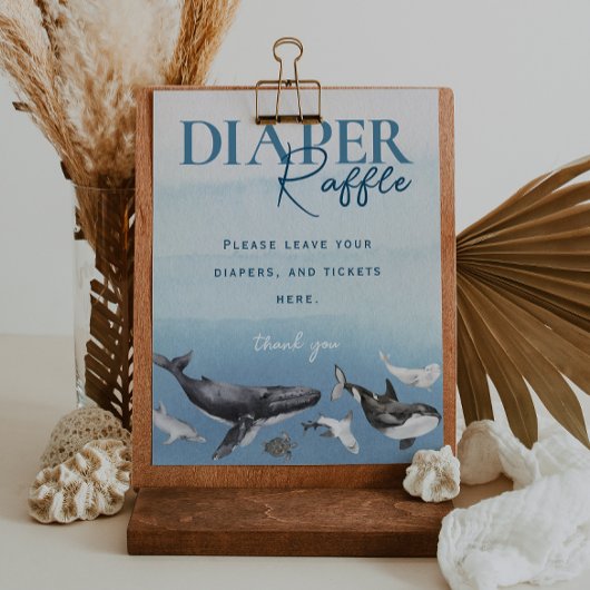 Poster Panneau de Baby shower moderne Rustic Ocean Diaper