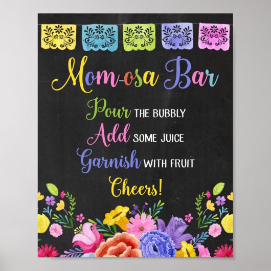 Poster Panneau de baby shower Momosa bar Fiesta (Devant)