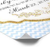 Poster Panneau de Baby shower personnalisé, Or bleu, Post (Coin)