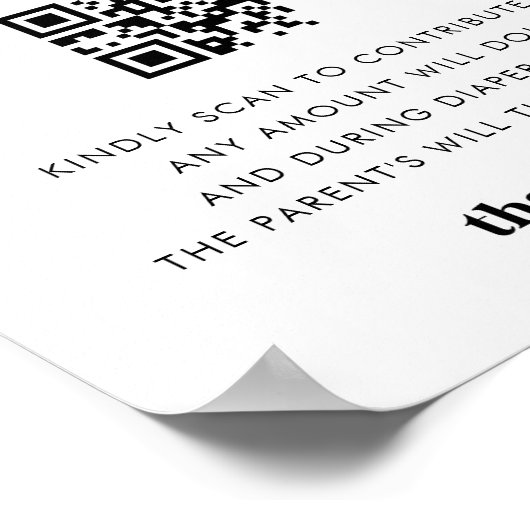 Poster Panneau de Baby shower Retro Script Heart Diaper F (Coin)