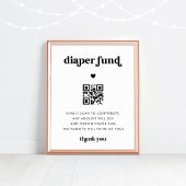 Poster Panneau de Baby shower Retro Script Heart Diaper F