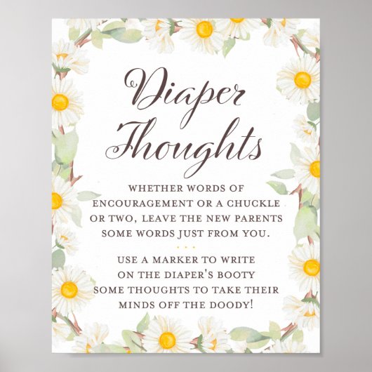 Poster Panneau de Baby Shower Thème Daisy de Printemps (Devant)