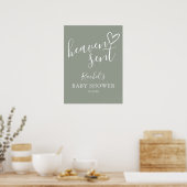 Poster Panneau de Baby Shower Vert Sauge Ciel (Cuisine)