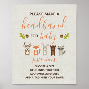 Poster Panneau de Baby shower Woodland - Headband Station