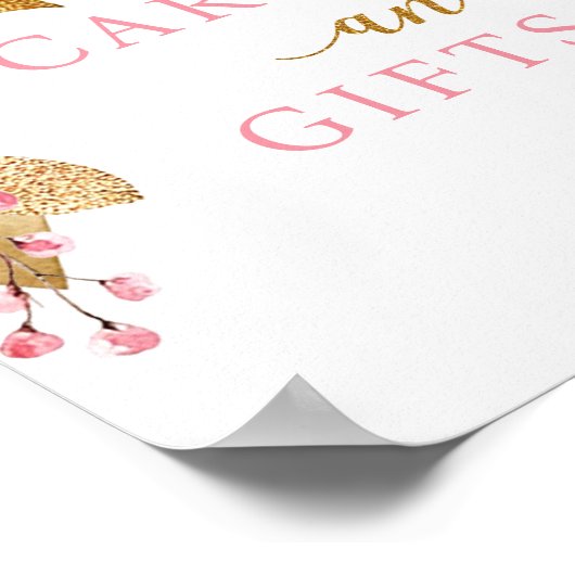 Poster Panneau de Baby showers et cadeaux rose vif (Coin)