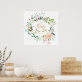 Poster Panneau de Baby Sprinkle Rose Gold Bois Script (Cuisine)