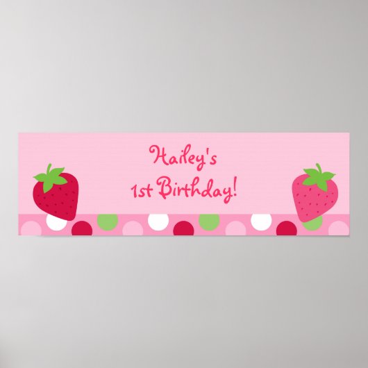Poster Panneau de bannière Baby shower de fraises sucrées (Devant)