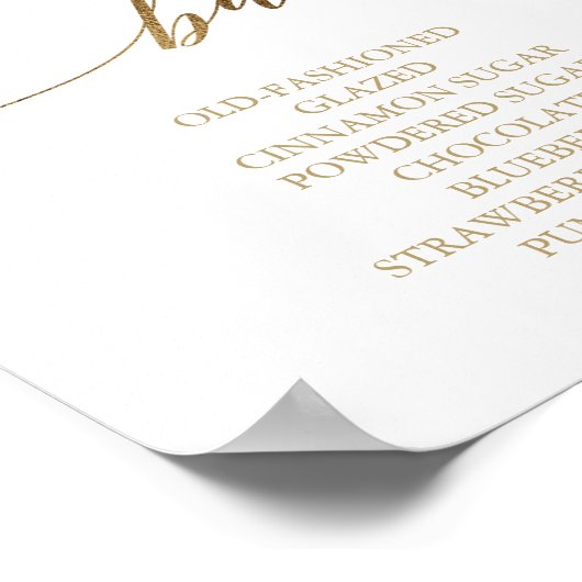 Poster Panneau de bar à beignets en calligraphie dorée él (Coin)