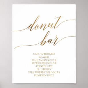 Poster Panneau de bar à beignets en calligraphie dorée él