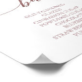 Poster Panneau de bar à beignets en calligraphie or rose  (Coin)