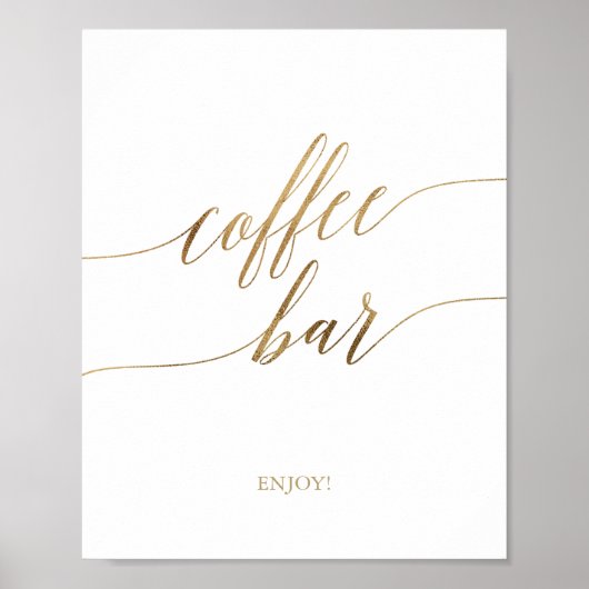 Poster Panneau de bar à café en calligraphie dorée élégan (Devant)