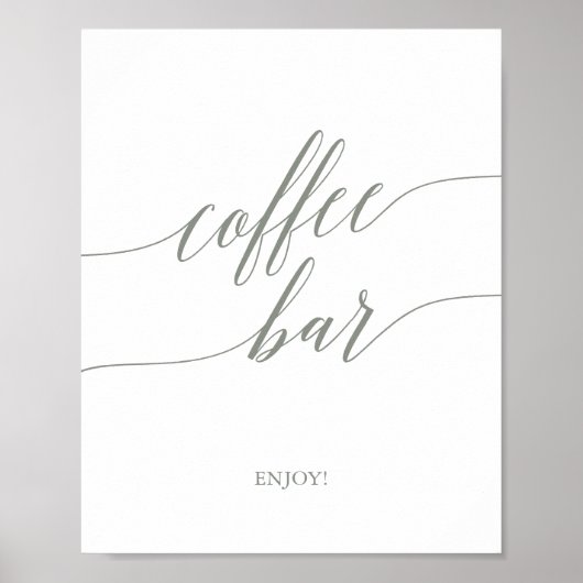 Poster Panneau de bar à café en calligraphie verte élégan (Devant)