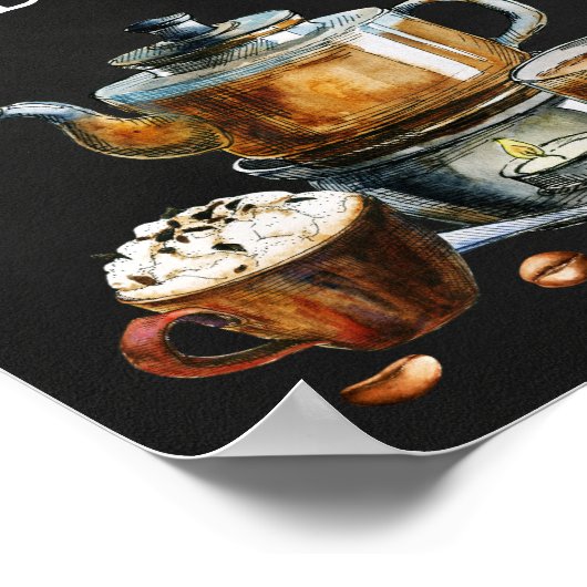 Poster Panneau de bar à café et thé chaud (Coin)