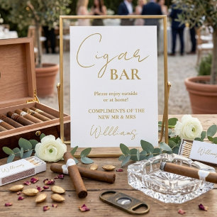 Poster Panneau de bar à cigares de mariage à écriture min