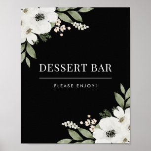 Poster Panneau de bar à desserts botanique floral noir él