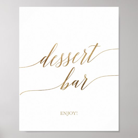 Poster Panneau de bar à desserts en calligraphie or éléga (Devant)