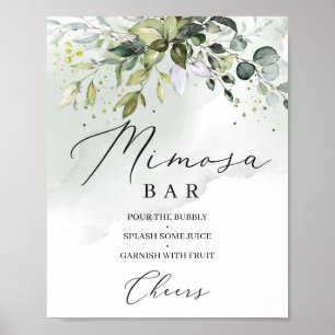Poster Panneau de bar à feuillage boho verdure eucalyptus