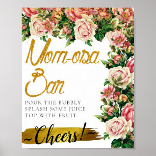 Poster Panneau de bar à fleurs élégant de bouquet de mimo