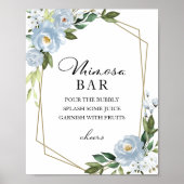 Poster Panneau de bar à fleurs géométriques bleu poussiér (Devant)