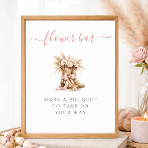 Poster Panneau de bar à fleurs pour Baby Shower Cowgirl R