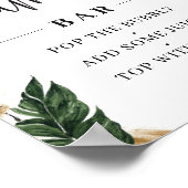 Poster Panneau de bar à mimosa feuilles tropicales Hawaï (Coin)