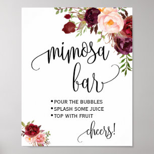 Poster Panneau de bar à mimosa mariage de mariage marsala