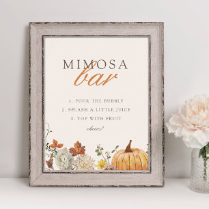 Poster Panneau de bar à Mimosa pour Baby Shower Rustique