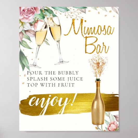 Poster Panneau de bar à Mimosa pour brunch de mariage Fol (Devant)