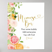Poster Panneau de bar à Mimosa pour mariage avec agrumes (Devant)