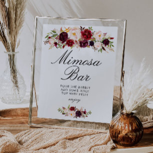Poster panneau de bar à mimosa pour une baby shower burgu