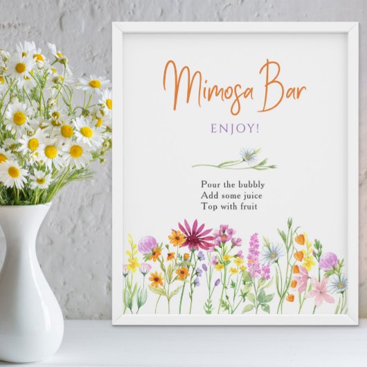 Poster Panneau de bar à Mimosa pour une fête prénuptiale