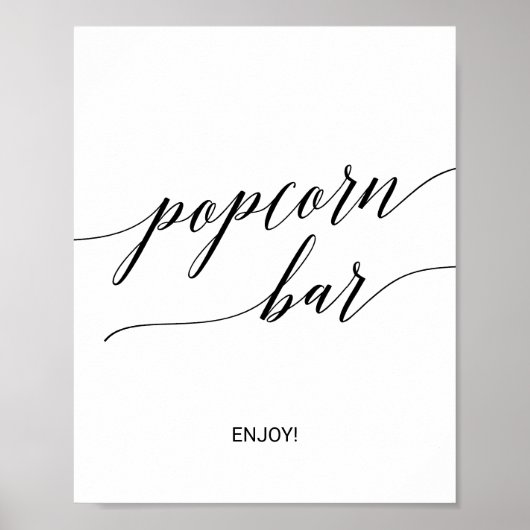 Poster Panneau de bar à pop-corn élégant en calligraphie  (Devant)