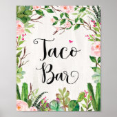 Poster Panneau de Bar à Tacos Fête du Cactus Fleurs Signe (Devant)