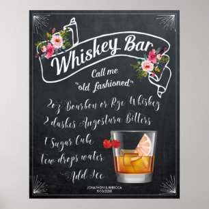 Poster panneau de bar à whisky à l'ancienne mariage