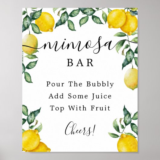 Poster Panneau de bar aux citrons Mimosa (Devant)
