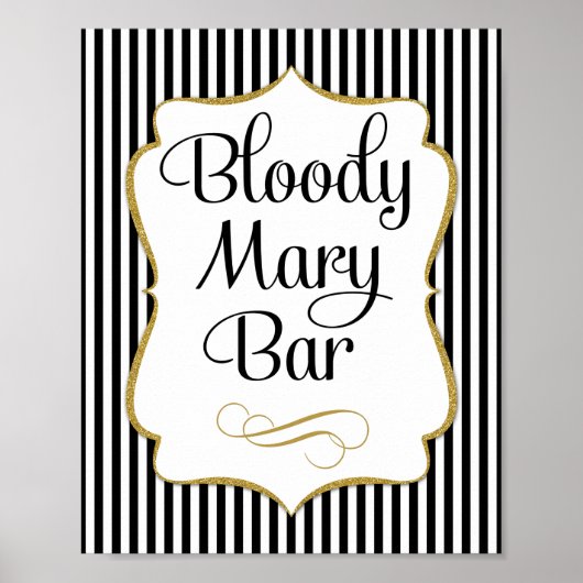 Poster Panneau de bar Bloody Mary noir or (Devant)