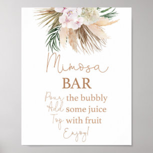 Poster Panneau de bar Boho chic Palmiers séchés Mimosa