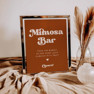 Poster Panneau de bar Burnt Orange Mariage Mimosa rétro é