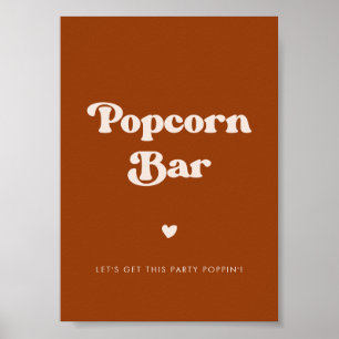 Poster Panneau de bar Burnt Orange Popcorn élégant et rét