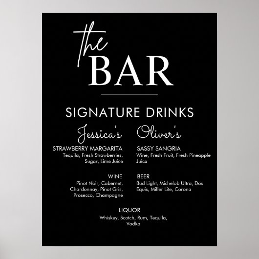 Poster Panneau de bar de boisson signature de mariage noi (Devant)