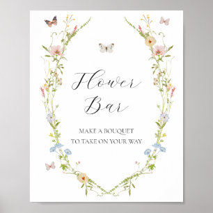 Poster Panneau de bar de bouquet de fleurs de fleurs sauv