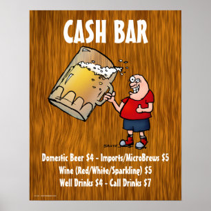Poster Panneau de bar de caisse avec un gars drôle sur fo