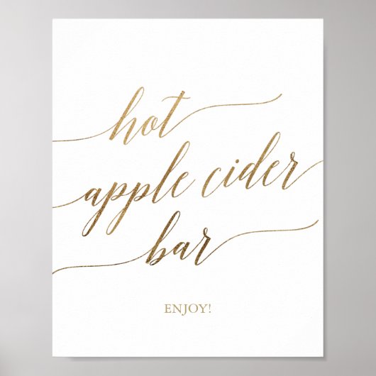 Poster Panneau de bar de cidre chaud à calligraphie dorée (Devant)