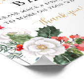 Poster Panneau de bar de fleurs de douche de mariée d'hiv (Coin)