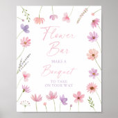 Poster Panneau de bar de fleurs de fleurs sauvages rose v (Devant)