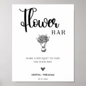 Poster Panneau de bar de fleurs de mariage à écriture scr (Devant)