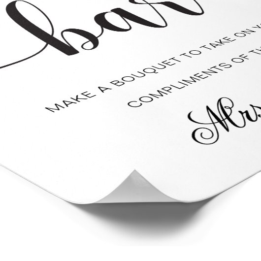 Poster Panneau de bar de fleurs minimal moderne de Leyton (Coin)